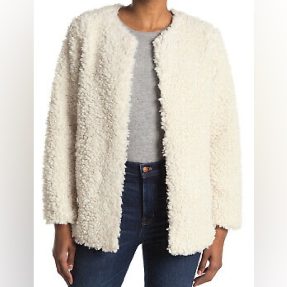 Band of Gypsies Ivory Faux Shearling High Pile Fleece Jacket